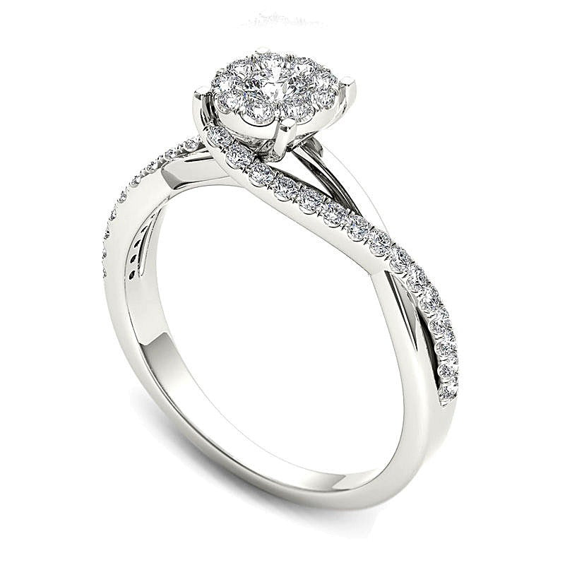 0,5 ct. Gesamtgewicht Diamant Bypass Verlobungsring in 14K Weißgold