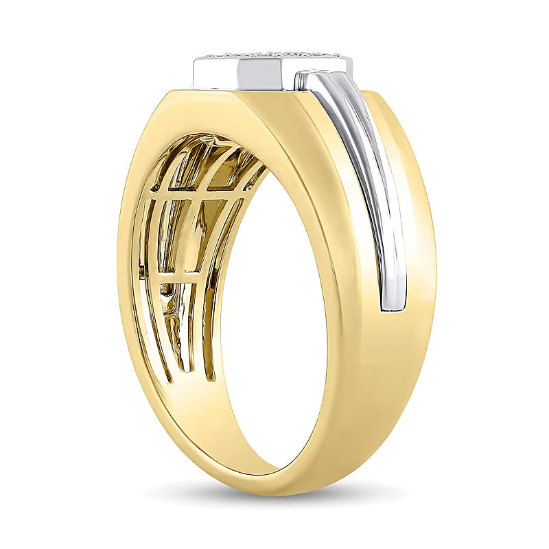 0.25 ct. Gesamtgewicht Fashion-Ring mit weißen Diamanten im Rundschliff in 10K Gold zweifarbig