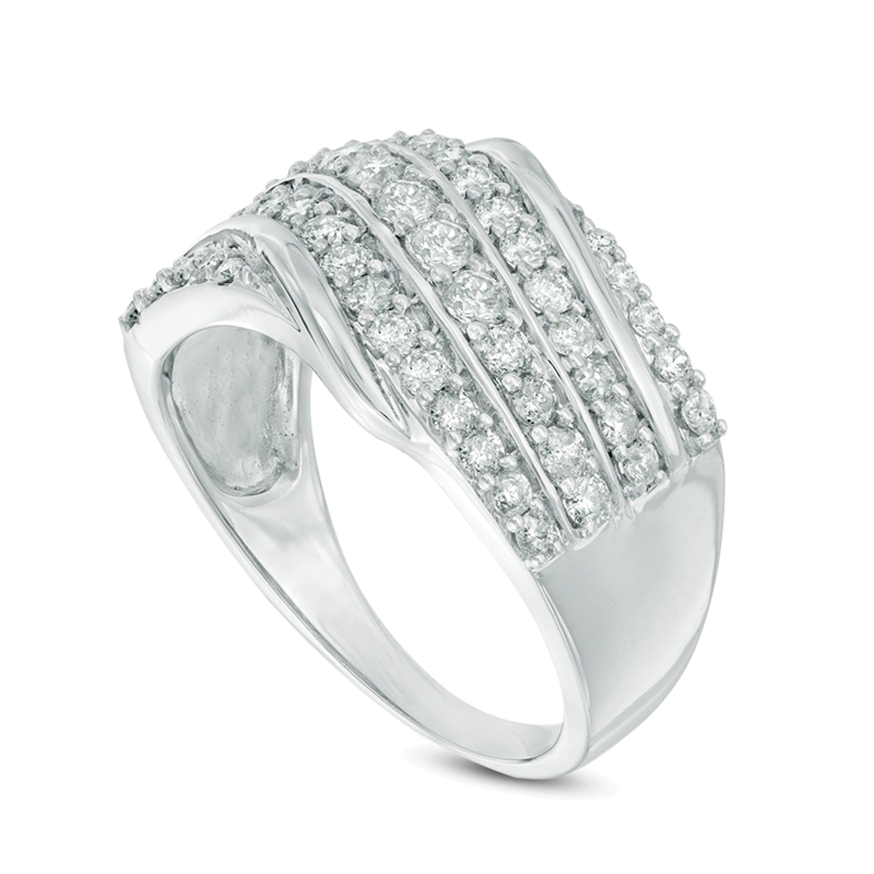 1.0 CT. Gesamtgewicht Diamant Memoire-Ring Slant in 10K Weißgold