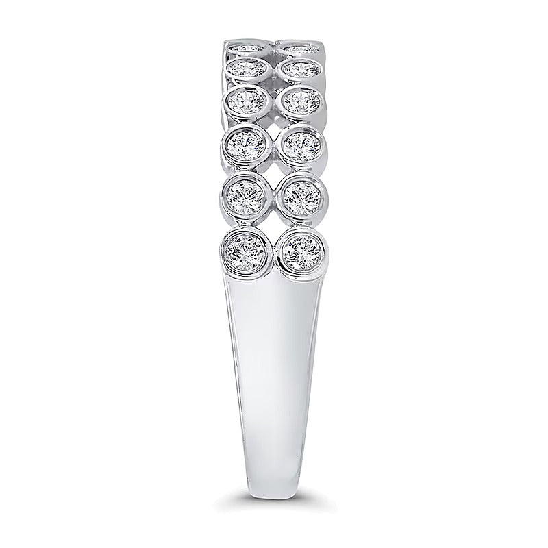 0.33 ct. Gesamtgewicht Diamant Ring mit Zargenfassung und Doppelreihe in 10K Weißgold