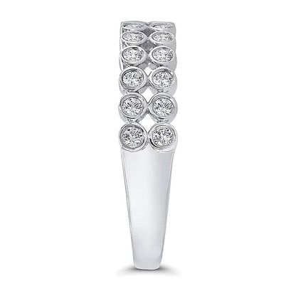 0.33 ct. Gesamtgewicht Diamant Ring mit Zargenfassung und Doppelreihe in 10K Weißgold