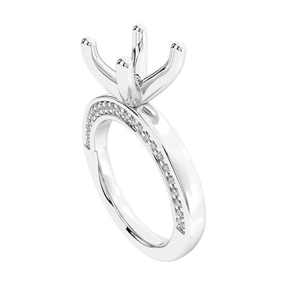 0.33 ct. Gesamtgewicht Diamant Vier-Krappen Solitär Semi-Mount Fassung mit Pavé-Ringschiene in 14K Weißgold