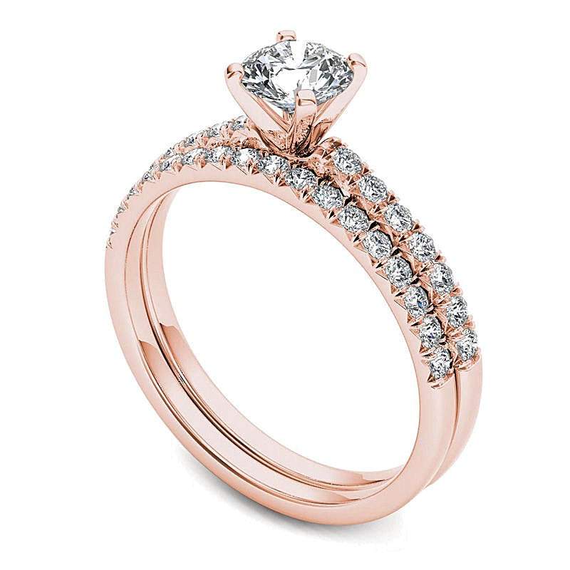 Brautset mit Diamanten 1.0 ct. Gesamtgewicht in 14K Roségold