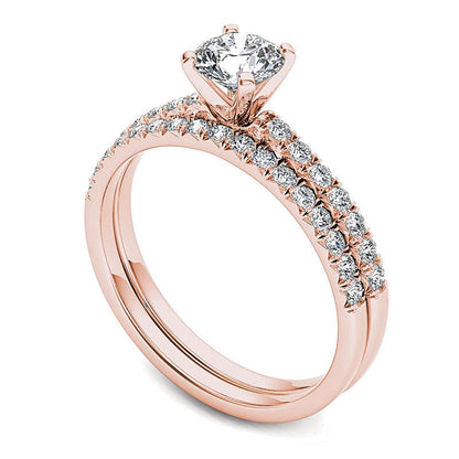 Brautset mit Diamanten 1.0 ct. Gesamtgewicht in 14K Roségold
