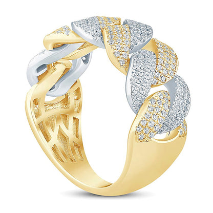 0.75 ct. Gesamtgewicht Diamant Panzerketten-Ring in 10K Gold Two-Tone
