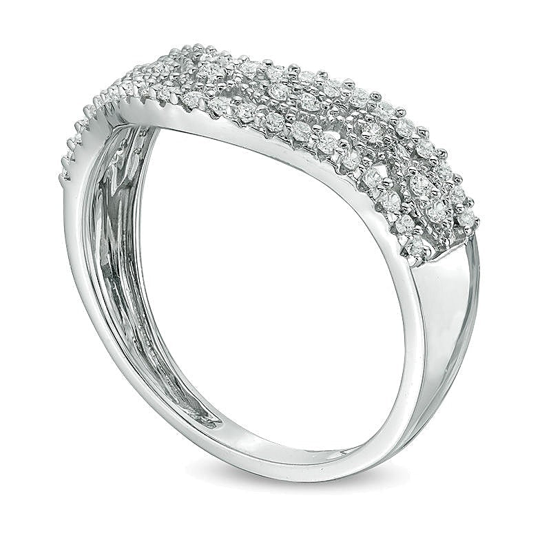 0.33 ct. Gesamtgewicht Diamant Ring im Vintage-Stil, konturiert, in 10K Weißgold