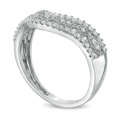 0.33 ct. Gesamtgewicht Diamant Ring im Vintage-Stil, konturiert, in 10K Weißgold
