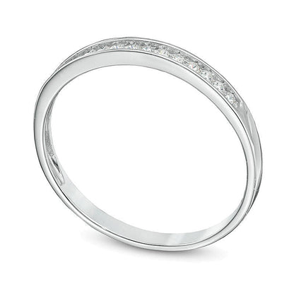 Memoire-Ring mit Diamanten 0.1 ct. Gesamtgewicht in 10K Weißgold