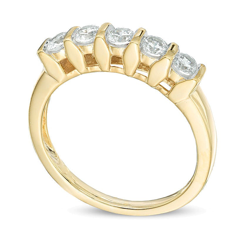 0.5 ct. Gesamtgewicht Diamant Fünfstein-Ehering kanalgefasst in 10K Gelbgold