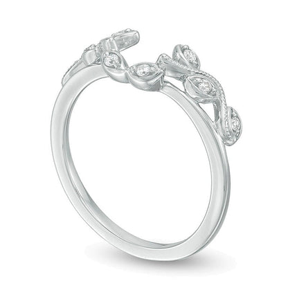 0.1 ct. Gesamtgewicht Diamant Solitär-Enhancer im Vintage-Stil mit Ranken-Motiv in 10K Weißgold