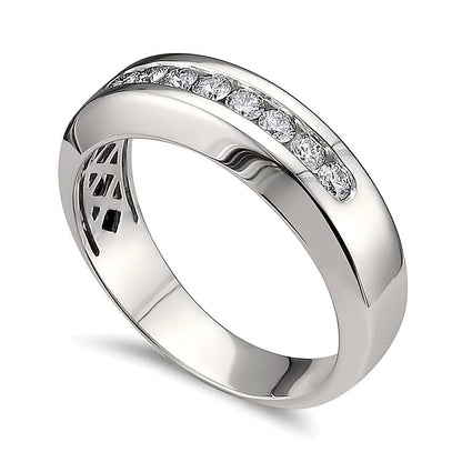 0.5 CT. Gesamtgewicht Diamant Ring mit acht Steinen kanalgefasst in 14K Weißgold