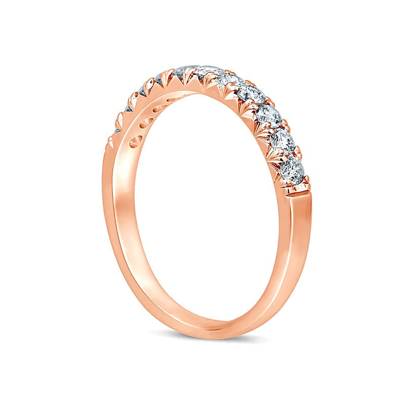Memoire-Ring mit Diamanten 0.5 CT. Gesamtgewicht, elf Steine, rund, in 14K Roségold