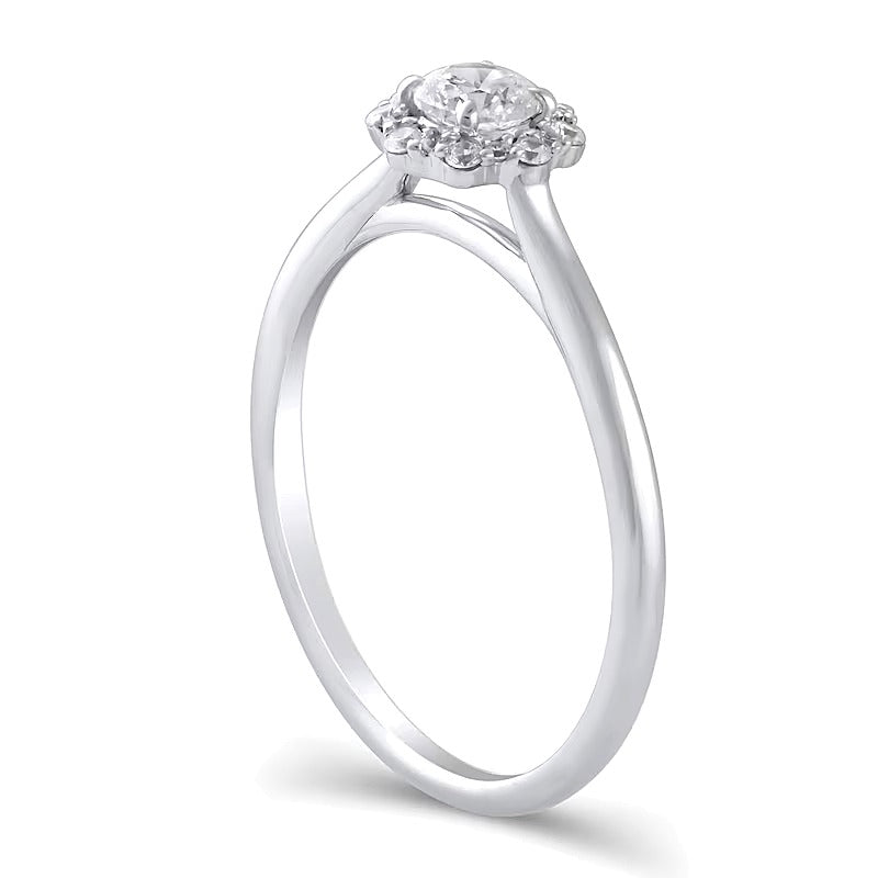 0.38 ct. Gesamtgewicht Diamant Verlobungsring mit Blütenrahmen in 10K Weißgold