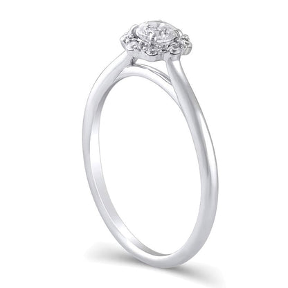 0.38 ct. Gesamtgewicht Diamant Verlobungsring mit Blütenrahmen in 10K Weißgold