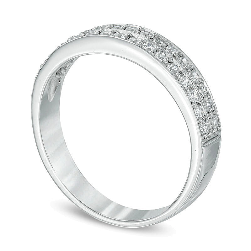0,25 ct. Gesamtgewicht Diamant Ehering zweireihig in 10K Weißgold