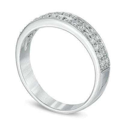 0,25 ct. Gesamtgewicht Diamant Ehering zweireihig in 10K Weißgold