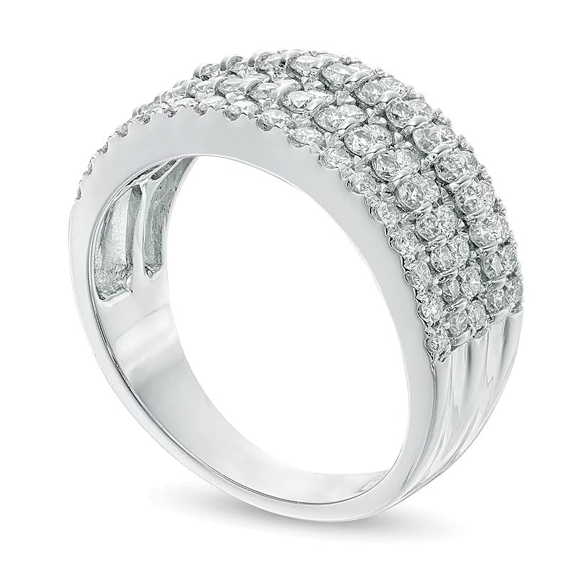 1.0 CT. Gesamtgewicht Diamant-Ring fünfreihig in 14K Weißgold (I/SI2)