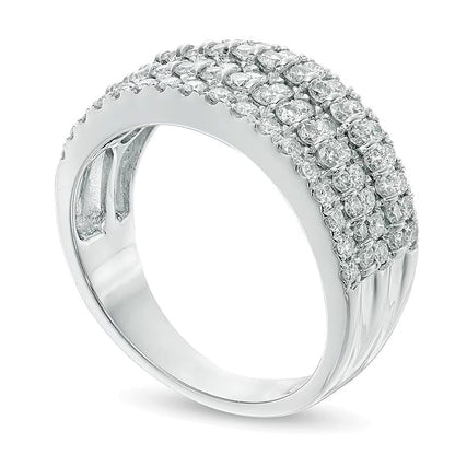 1.0 CT. Gesamtgewicht Diamant-Ring fünfreihig in 14K Weißgold (I/SI2)