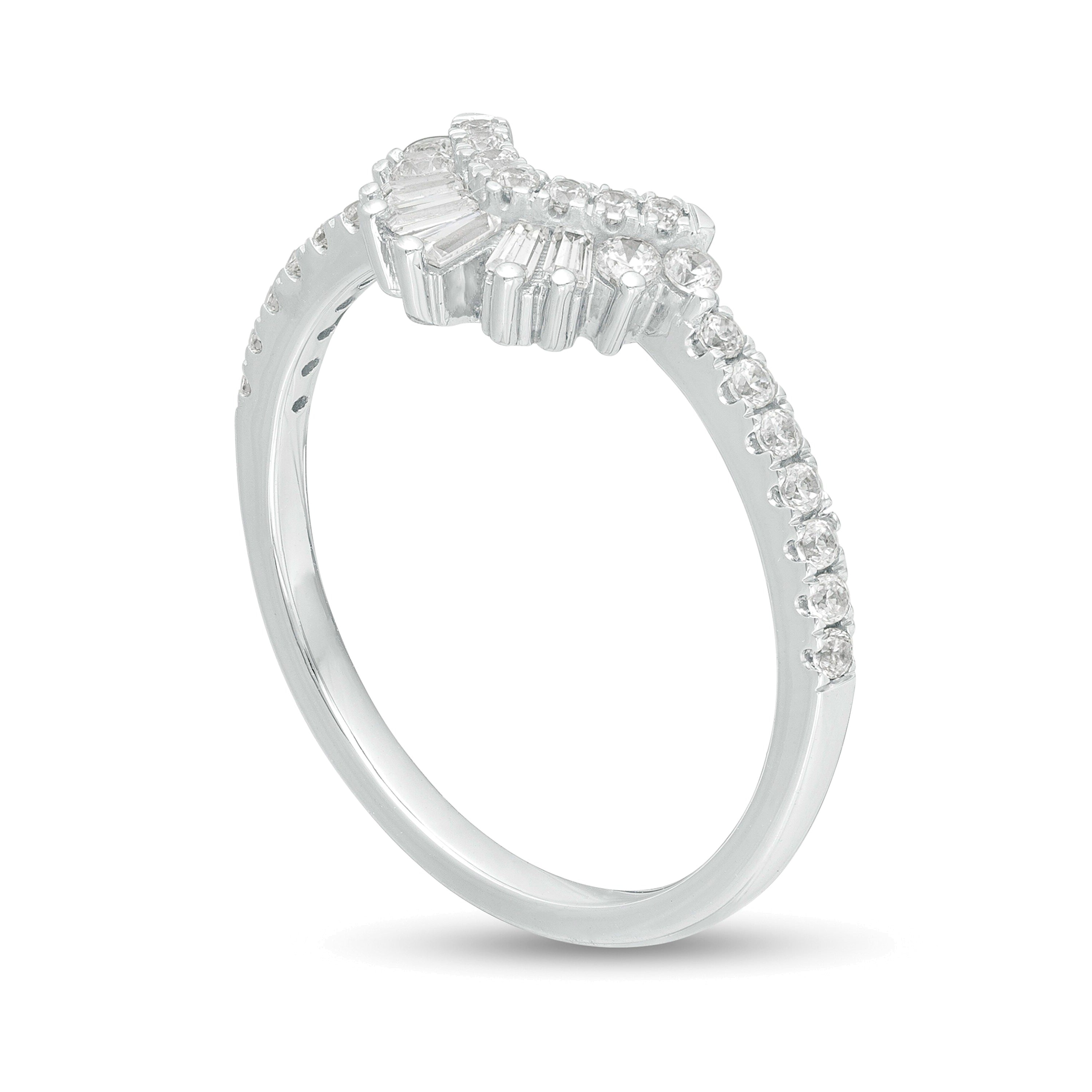 0.38 ct. Gesamtgewicht Diamant Memoire-Ring mit Konturkrone in 14K Weißgold