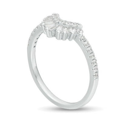 0.38 ct. Gesamtgewicht Diamant Memoire-Ring mit Konturkrone in 14K Weißgold