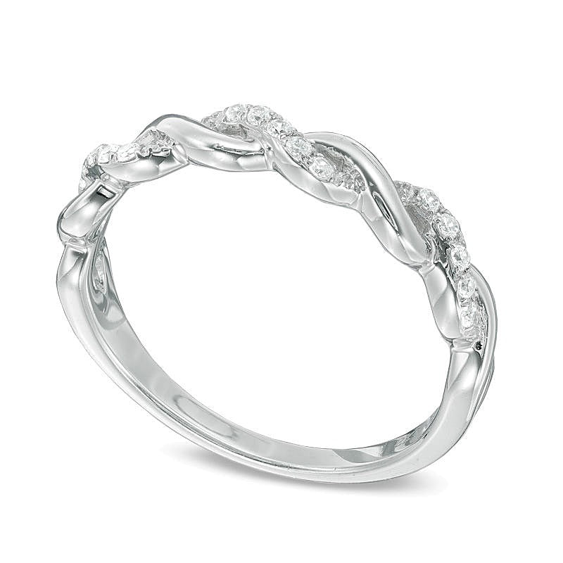 0.13 ct. Gesamtgewicht Diamant-Ring in geflochtenem Design aus 10K Weißgold