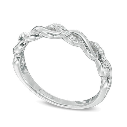 0.13 ct. Gesamtgewicht Diamant-Ring in geflochtenem Design aus 10K Weißgold