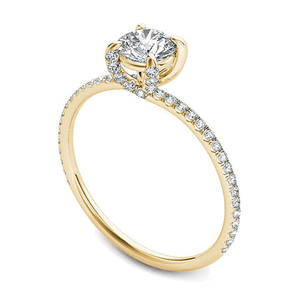 Solitär mit seitlichem Besatz Verlobungsring 0.75 ct. Gesamtgewicht Diamant in 14K Gelbgold