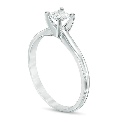 0.33 ct. Solitär-Verlobungsring mit Diamant im Princess-Schliff in 14K Weißgold (I/I2)