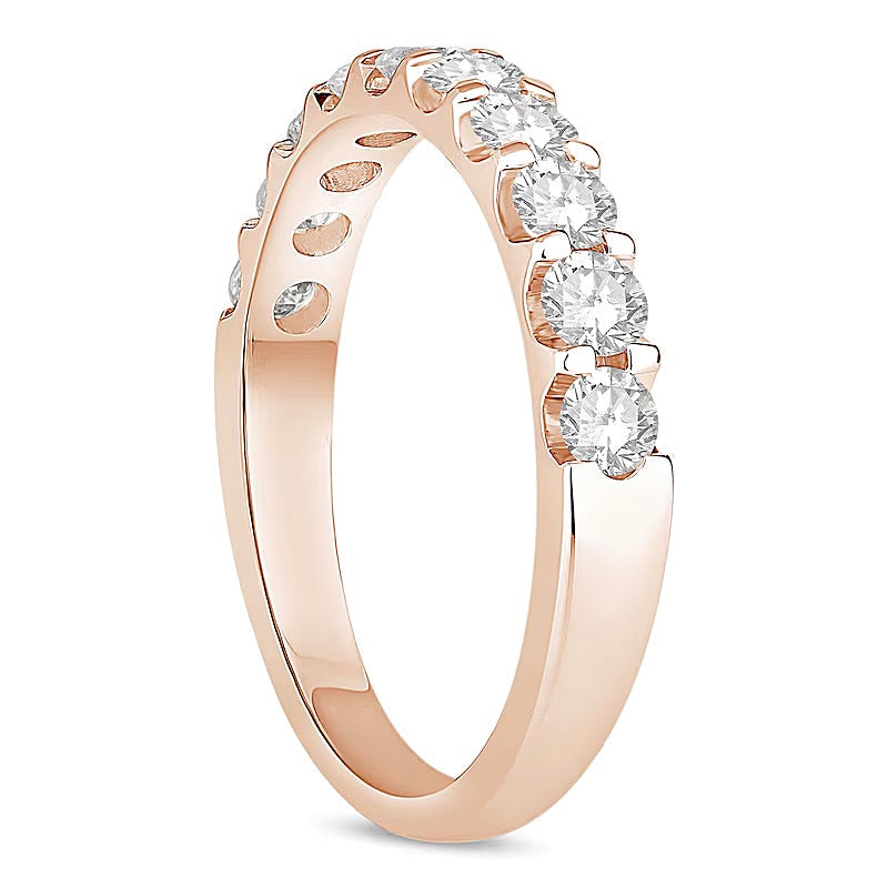 0.88 ct. Gesamtgewicht Diamant Memoire-Ring mit zehn Steinen in 10K Roségold