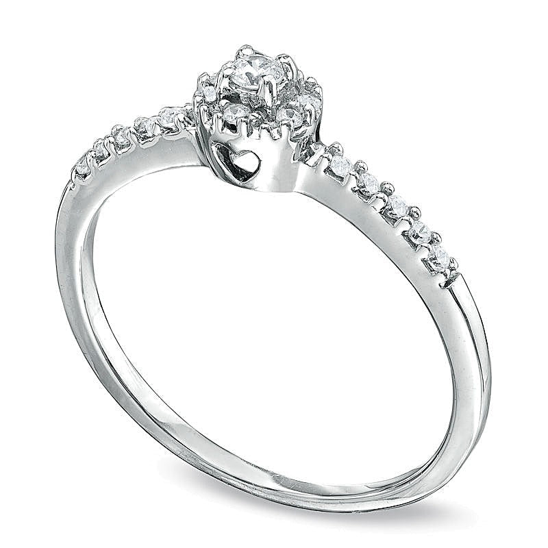 0.17 ct. Gesamtgewicht Diamant Freundschaftsring in 10K Weißgold