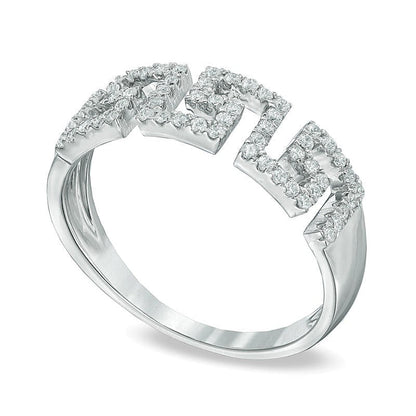 0.33 ct. Gesamtgewicht Diamant Ring mit Greek-Key-Cutout aus rhodiniertem Sterlingsilber