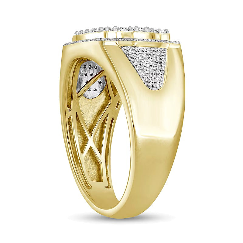 Diamant-Siegelring oval in 10K Gelbgold, 1.0 ct. Gesamtgewicht
