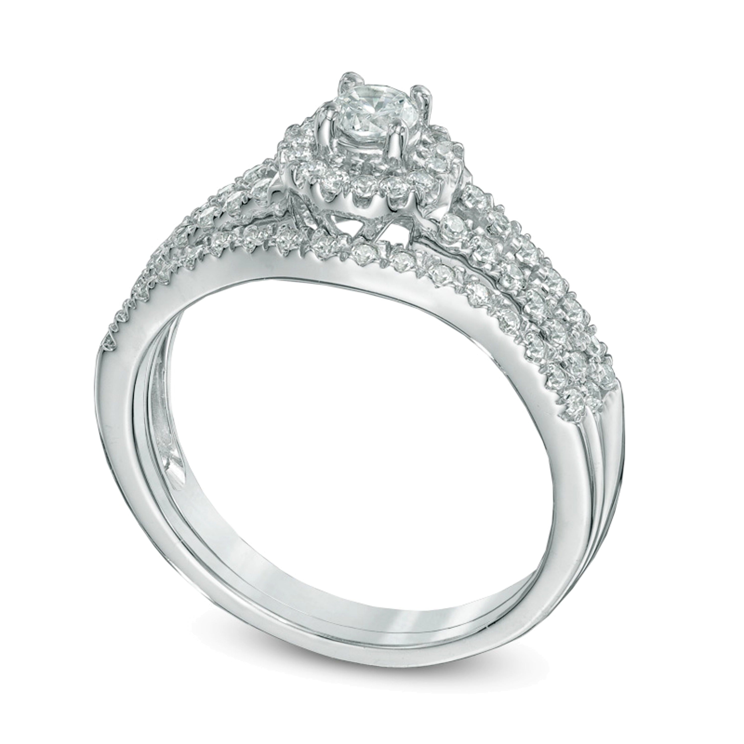 0.5 ct. Gesamtgewicht Diamant-Brautset in 14K Weißgold