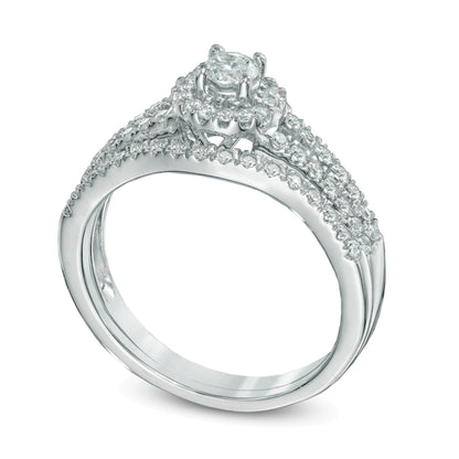 0.5 ct. Gesamtgewicht Diamant-Brautset in 14K Weißgold