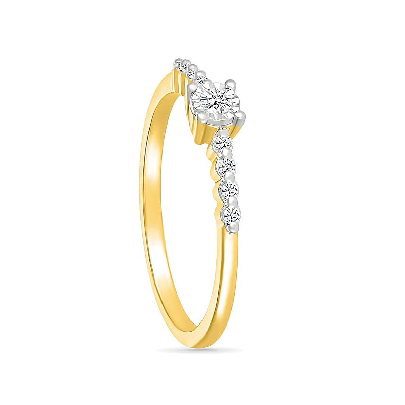 0.1 ct. Gesamtgewicht Diamant Stapelring mit neun Steinen in 10K Gelbgold