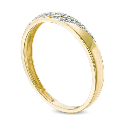 Ehering mit Diamant-Besatz 0.05 ct. Gesamtgewicht in 10K Gelbgold