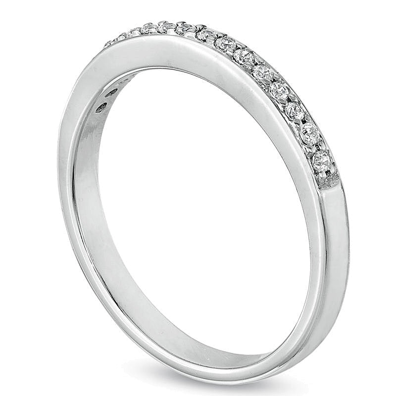 Ehering mit weißen Diamanten 0.1 CT. Gesamtgewicht in 10K Weißgold