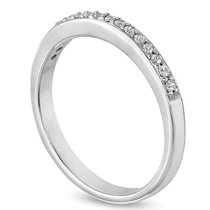Ehering mit weißen Diamanten 0.1 CT. Gesamtgewicht in 10K Weißgold