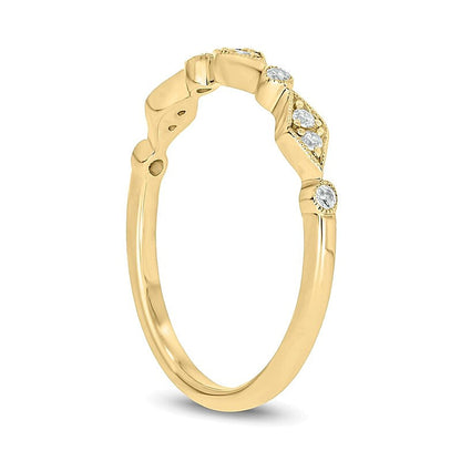0.1 ct. Gesamtgewicht Multi-Diamant Art-Déco stapelbarer Ring aus 10K Gelbgold für Damen