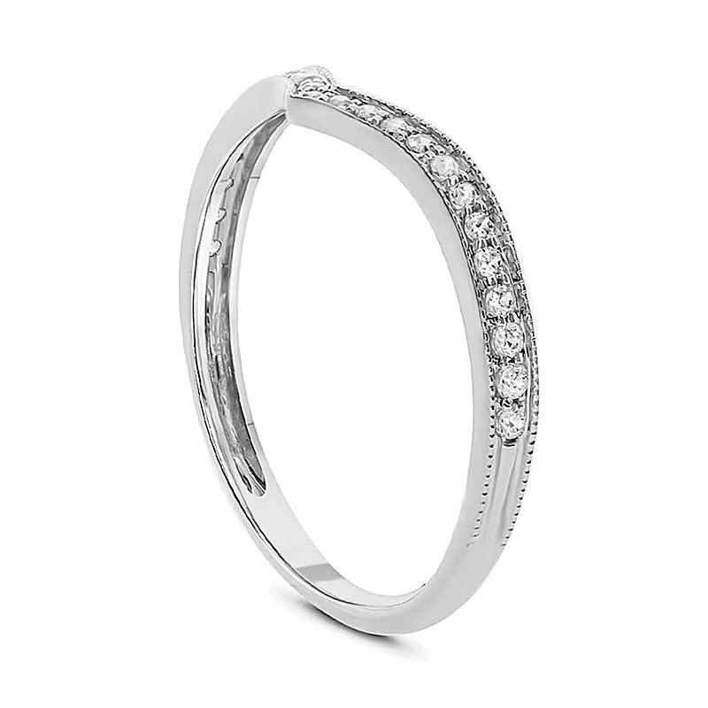 0.2 ct. Gesamtgewicht Diamant Ehering im Vintage-Stil mit Chevron-Design in 10K Weißgold