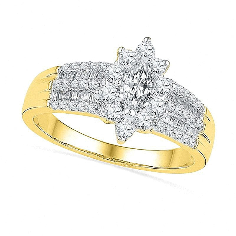 Marquise-Diamant Braut-Set 1.0 ct. Gesamtgewicht in 10K Gelbgold