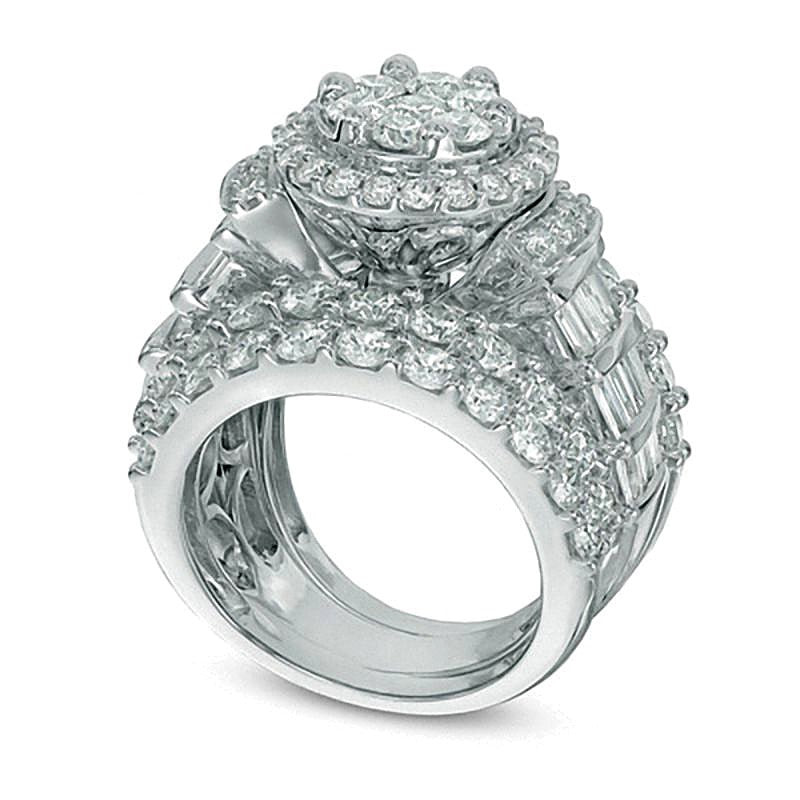 Brautset mit Diamanten 5.0 ct. Gesamtgewicht in 14K Weißgold