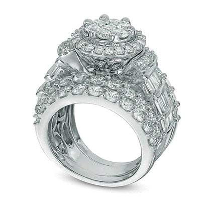 Brautset mit Diamanten 5.0 ct. Gesamtgewicht in 14K Weißgold