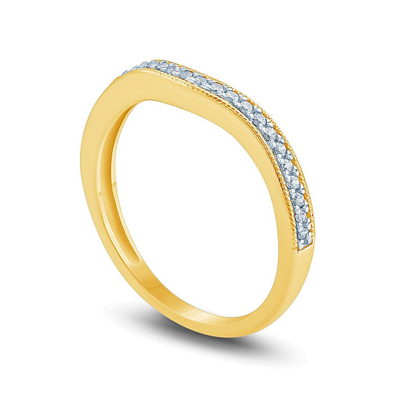 0.17 ct. Gesamtgewicht Diamant Ehering im Vintage-Stil mit Kontur in 10K Gelbgold