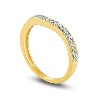 0.17 ct. Gesamtgewicht Diamant Ehering im Vintage-Stil mit Kontur in 10K Gelbgold