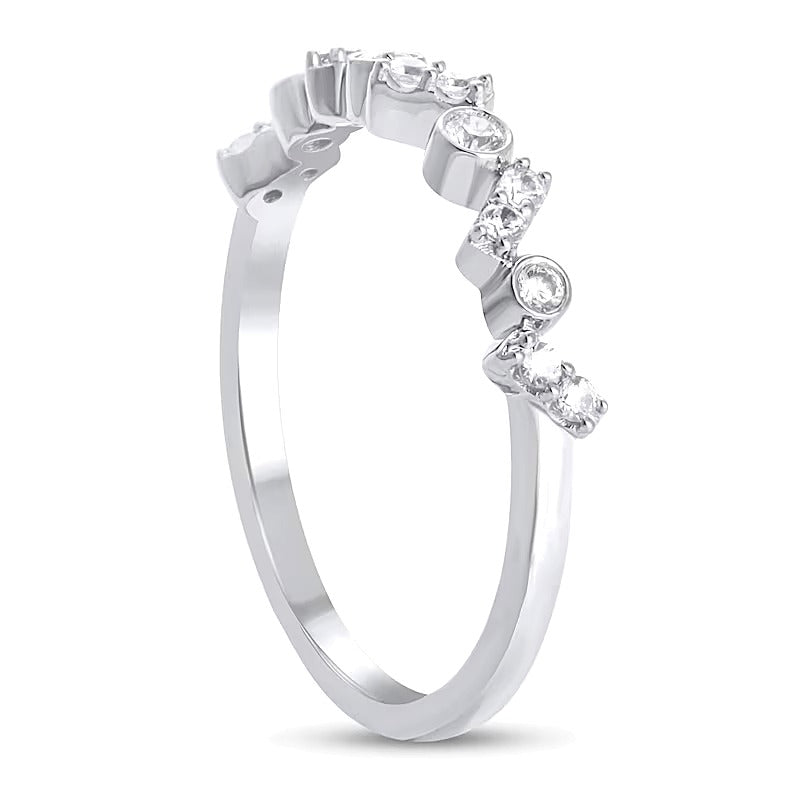 0,2 ct. Gesamtgewicht Diamant Zickzack-Duo-Ring mit Zargenfassung in 10K Weißgold