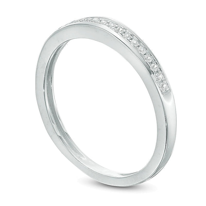 Memoire-Ring mit Diamantbesatz, kanalgefasst, in 10K Weißgold