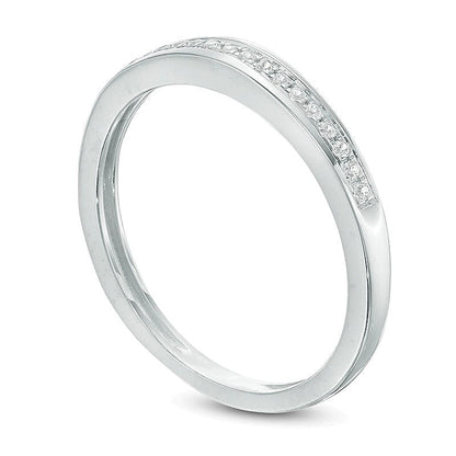 Memoire-Ring mit Diamantbesatz, kanalgefasst, in 10K Weißgold