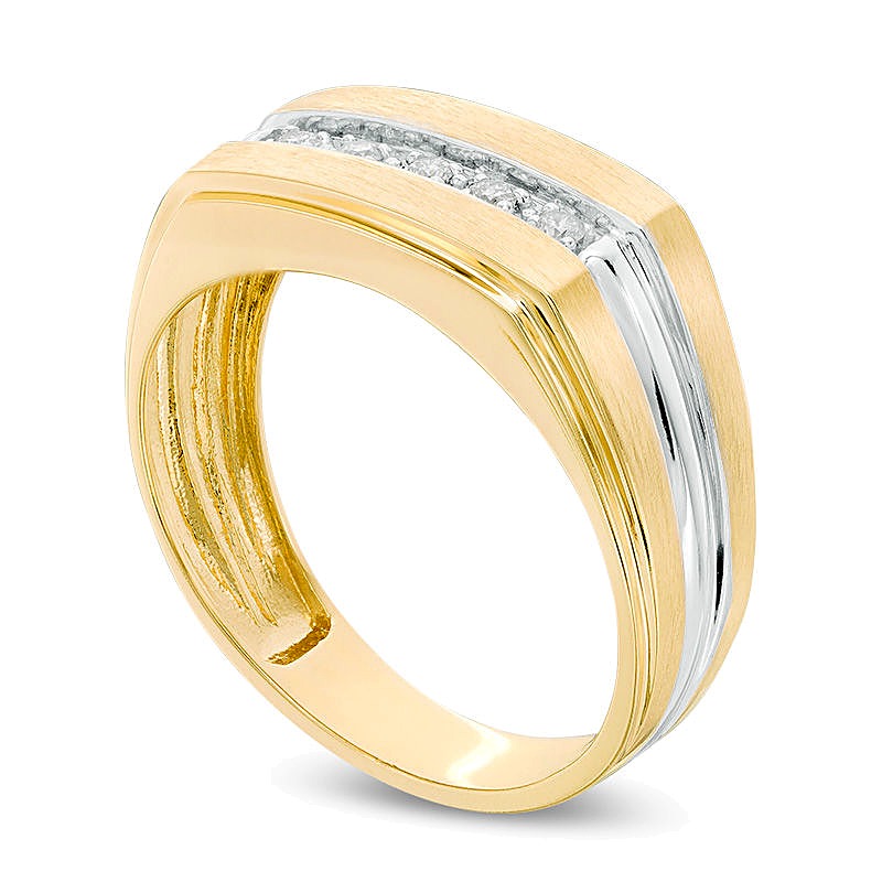 0.1 CT. Gesamtgewicht Diamant Fünfstein-Ehering in 10K Bicolor Gold
