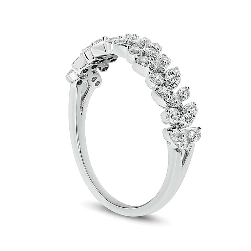0.5 ct. Gesamtgewicht Diamant Memoire-Ring mit Blattranken-Design in 10K Weißgold